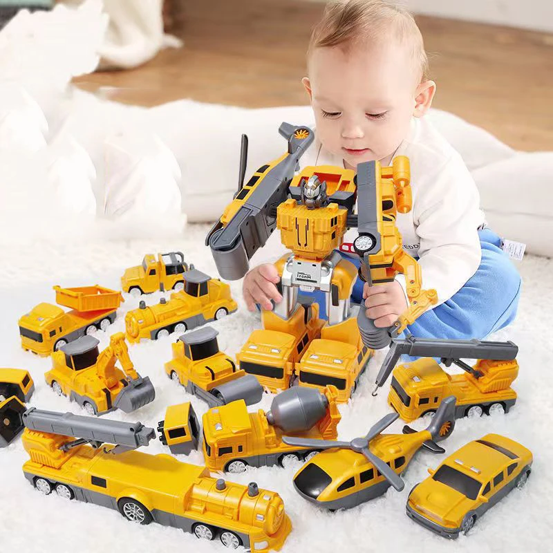 

Construction Vehicle Toy Set Engineering Car Vehicle Magnetic Assembly Transforming Robot for Children Educational DIY Toys Gift