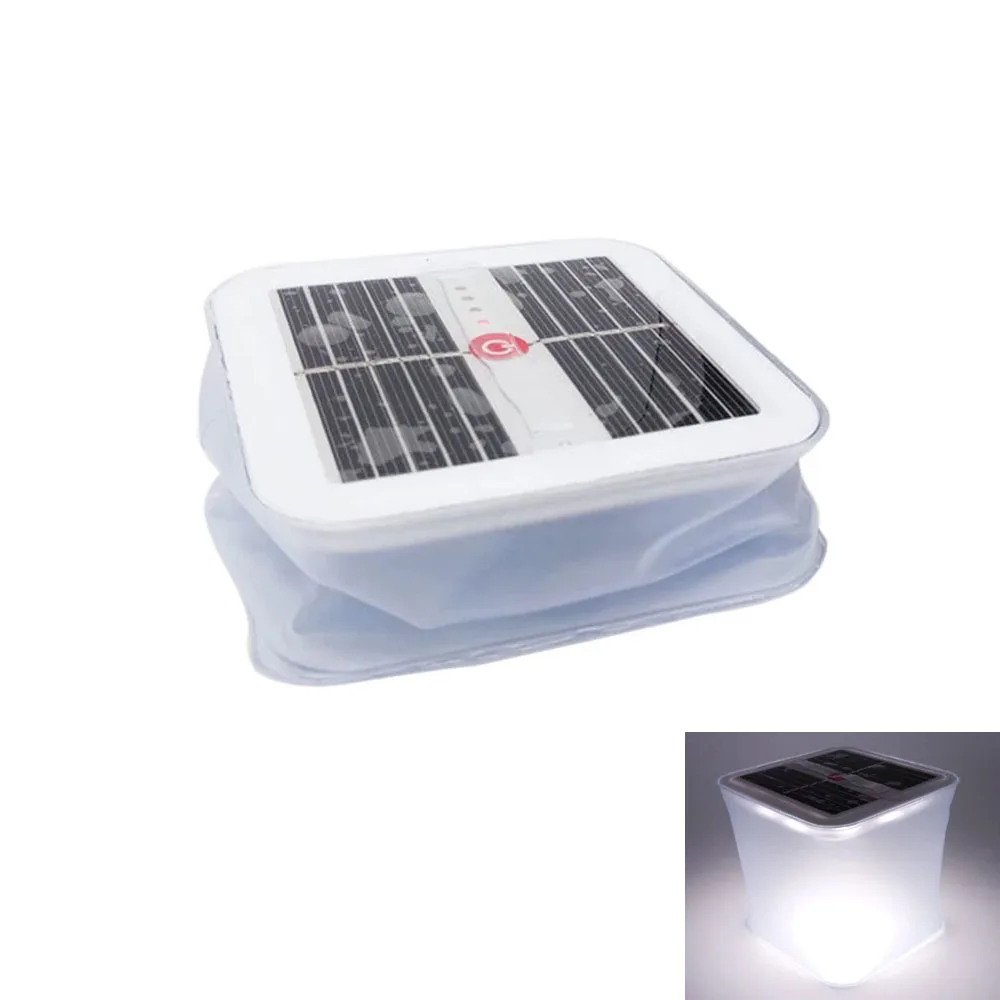 Camping Lamp Inflatable Solar Lamp Folding Solar LED Light Waterproof Outdoor Travel Emergency Camping Light Built In 1000mah Battery 10leds