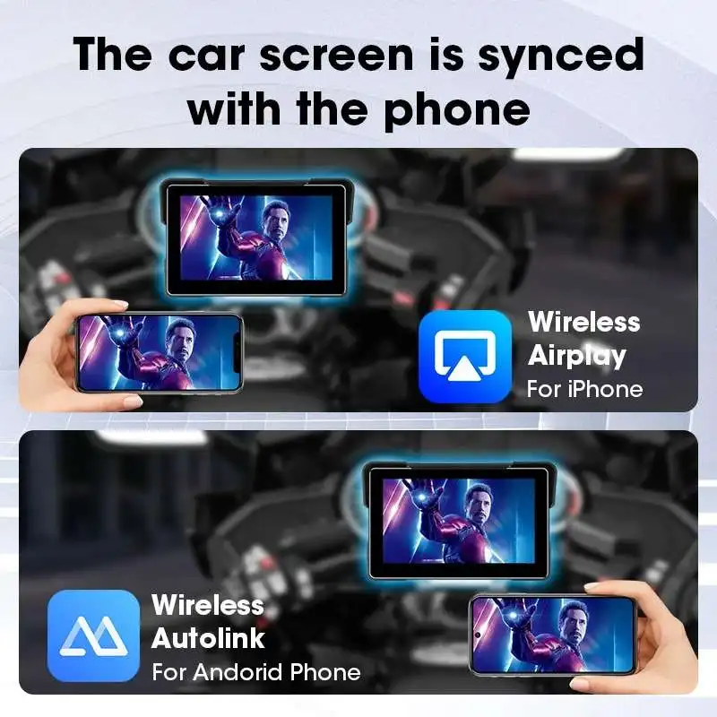 Navigazione GPS DVR per moto Carplay portatile da 5/7 pollici Display IPS impermeabile IPX7 per CarPlay wireless Android Auto - immagine 3