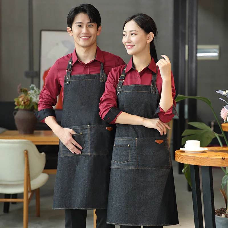C825 Kitchen Aprons for Woman Men Chef Work Aprons Painting Apron Manicure Wear Chef Uniform