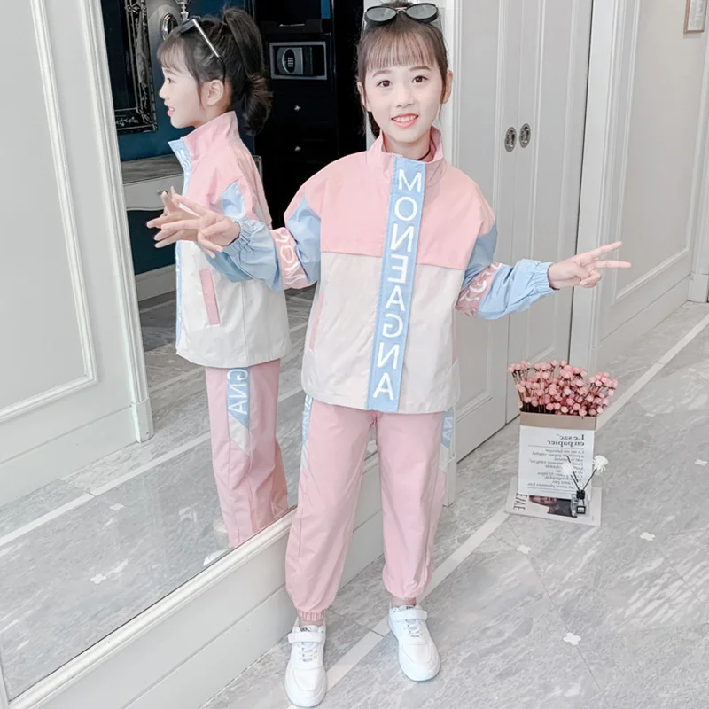 

Girls Coat+Pants Kids Suits 2PCS/Set 2023 Zipper Spring Autumn Cotton Summer Tracksuit Sport Suits Children Clothing
