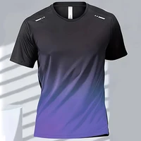 Men's T-Shirts Sports Fitness Sportswear Quick-Drying Gradient Short Sleeve Tops Outdoor Basketball Training Running Men Clothes 2