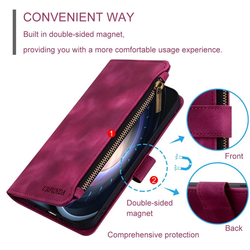 Luxury Leather Flip Wallet Case - Elegant Book Cover Coque s