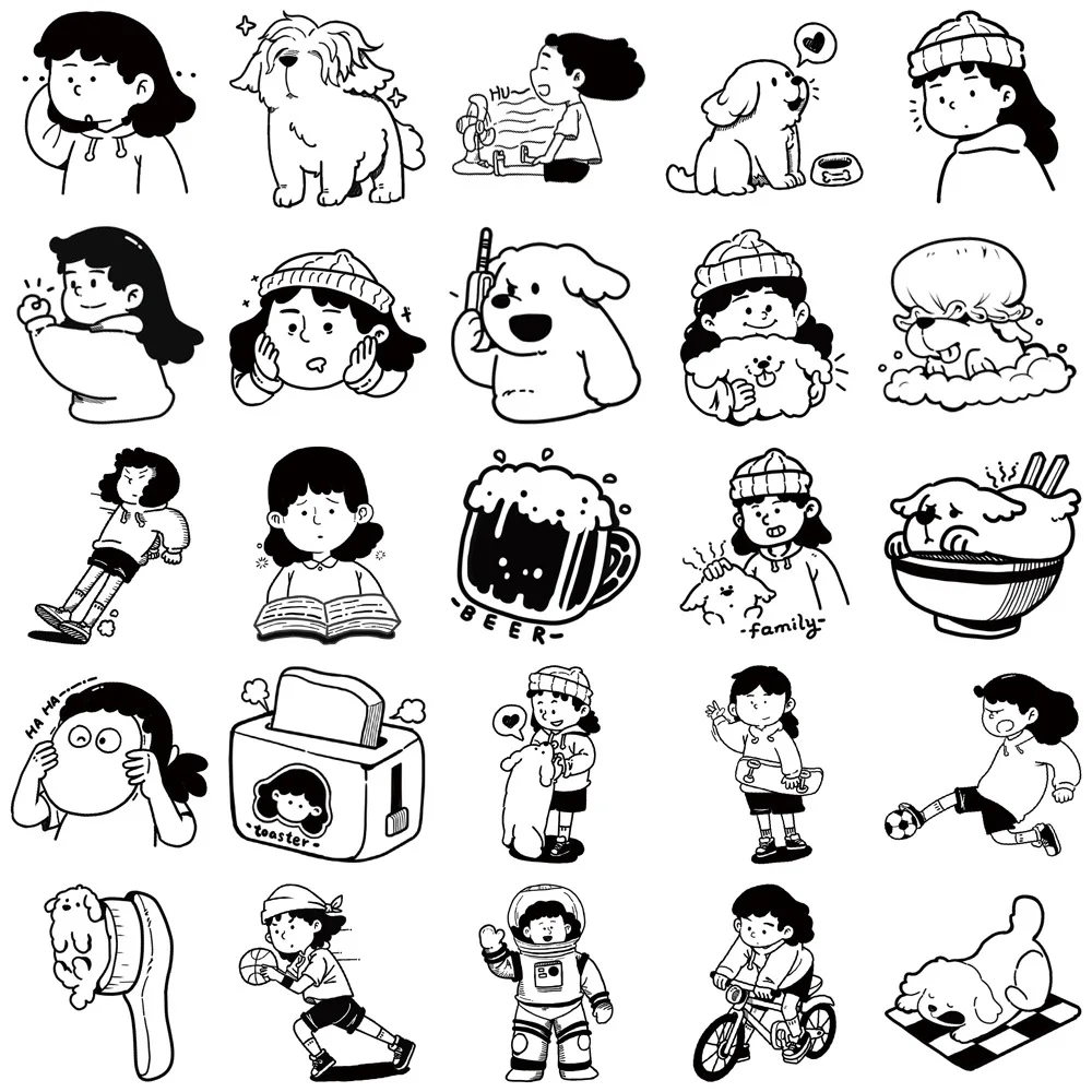 Creative Cartoon Cure Girl and Her Puppy Cute Laptop Suitcase Diy Decoration 50 pcs Personalized Stickers