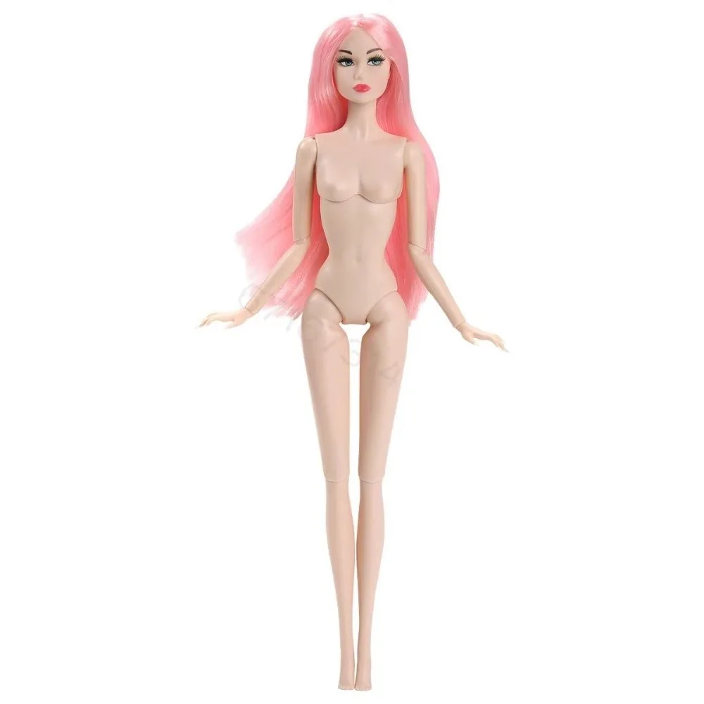 European Fashion 32cm Supermodel Nude Doll 1/6 BJD Trend Makeup DIY Dress Up Toy with Hair White-skin Figure Body Toys For Girls