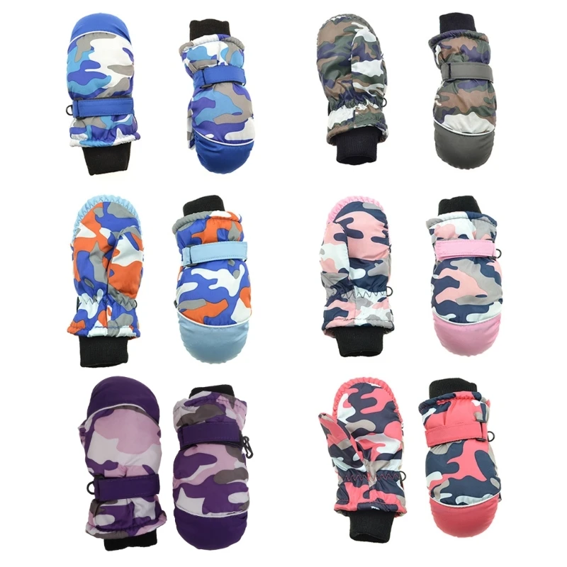 

Child Kids Camouflage Winter Warm Snow Ski Gloves Waterproof Plush Lined Mittens