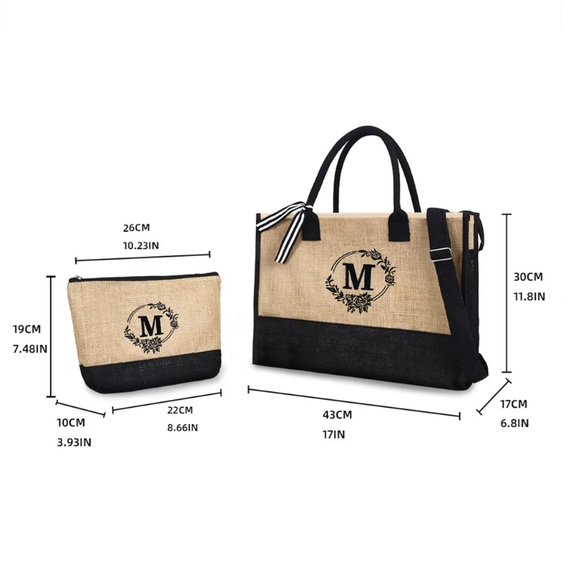 Burlap Tote Bag Handbag for Wedding or Birthday Gift Beach or Holiday Essential