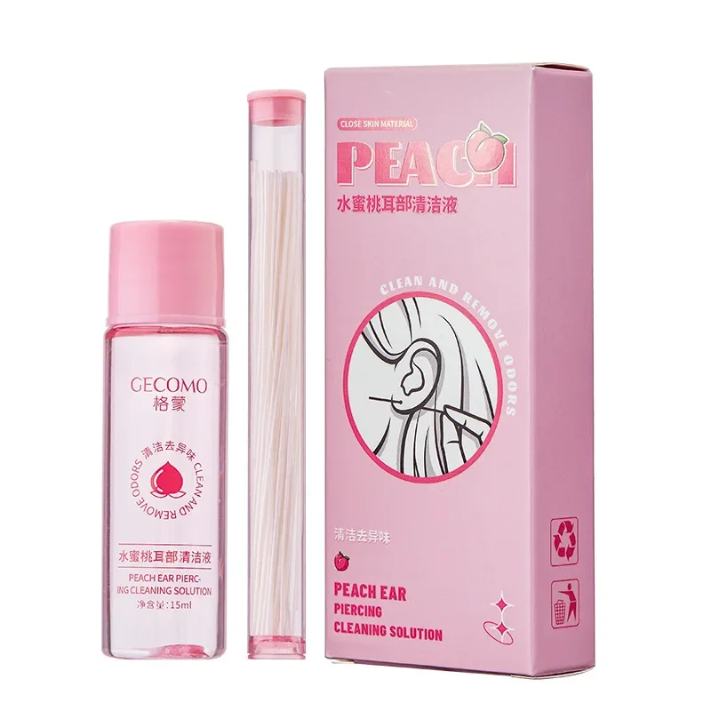Pierced Ear Cleaning Set Peach Ears Piercing Cleanings Solution Ear Holes Cleaning Line Floss Set Ear Wax Cleaning Tools 6