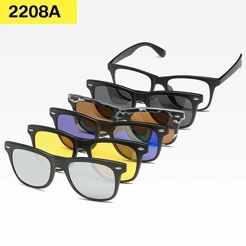 Clip On Sunglasses 6 In 1 Custom Men Women Polarized Optical Magnetic Sunglasses Clip Magnet Clip on Polaroid on Sun Glasses Frame