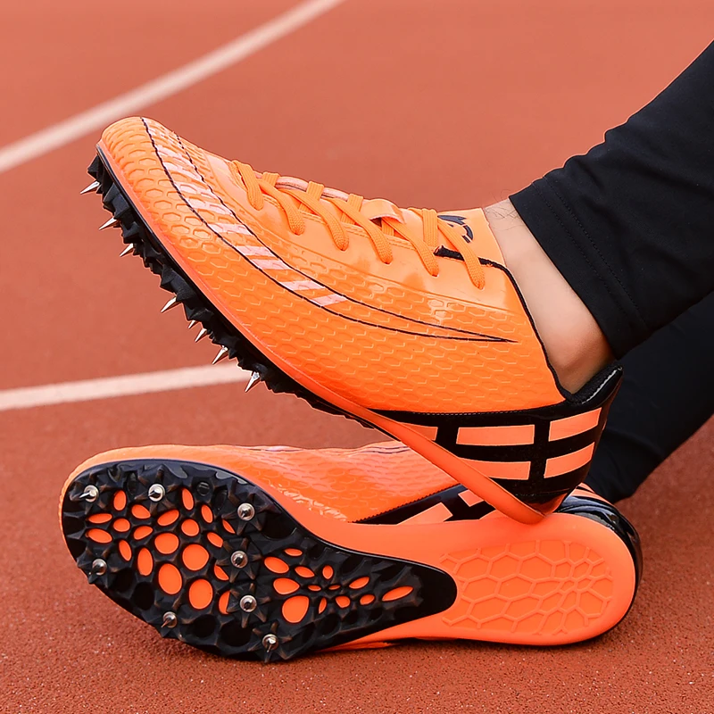 Men Track Field Shoes Spikes Running Training Nails Race Shoes Professional Light weight Soft Waterproof Long Jump