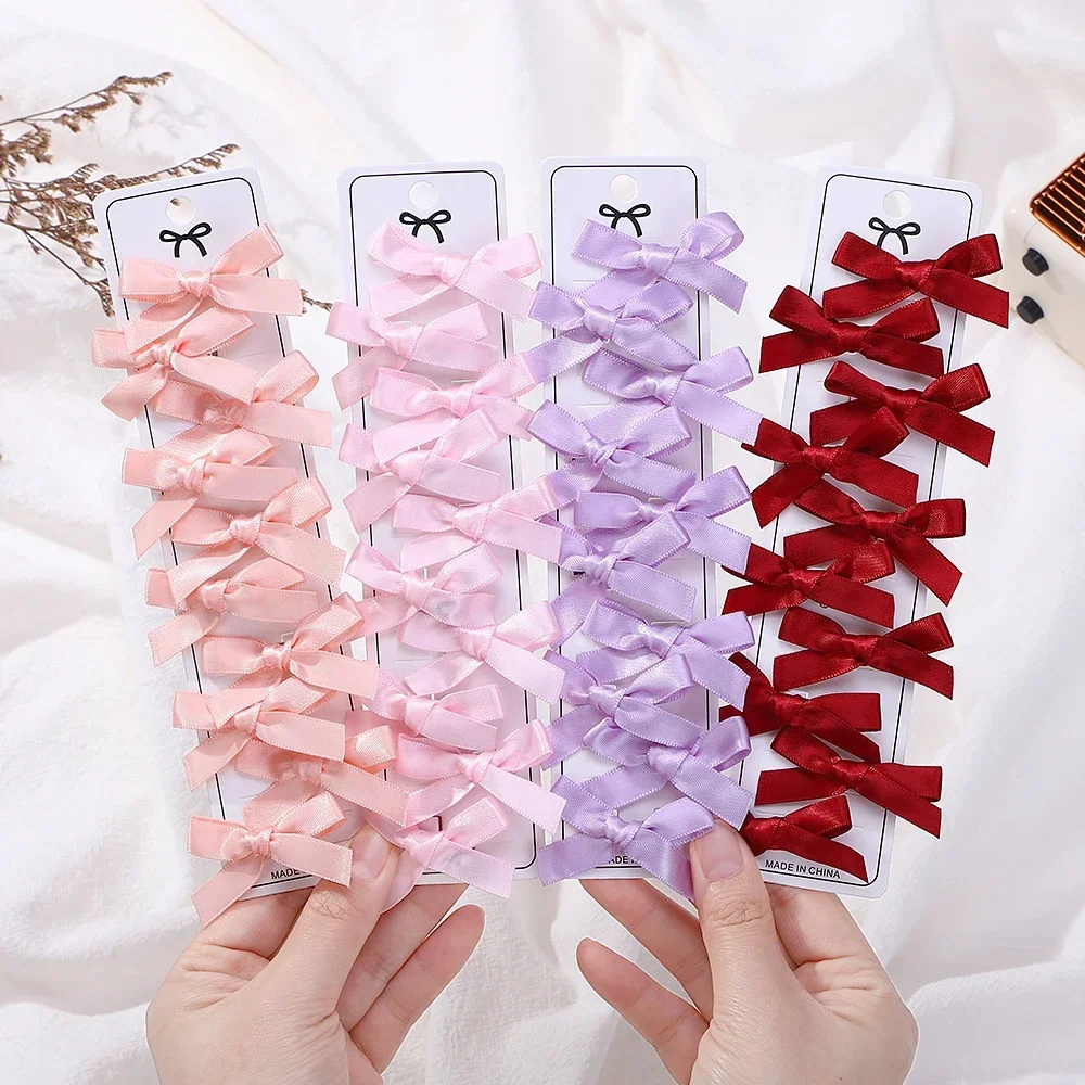 Children's Colorful Mini Hair Bow Clips - Pack of 10