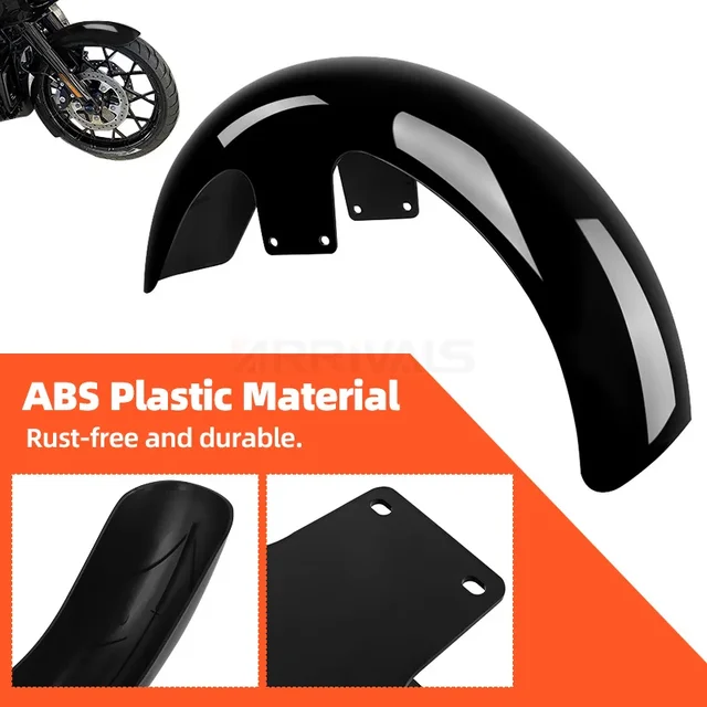 TCMT Front Fender Fairing For Harley Touring - Gloss Black Steel Cover For Road King, Electra Glide 2014-2018