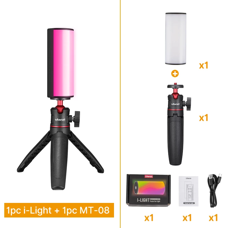 ตัวเลือกสินค้า โคมไฟมือถือ RGB ปรับแสง 2500-9000K สำหรับ Vlogger