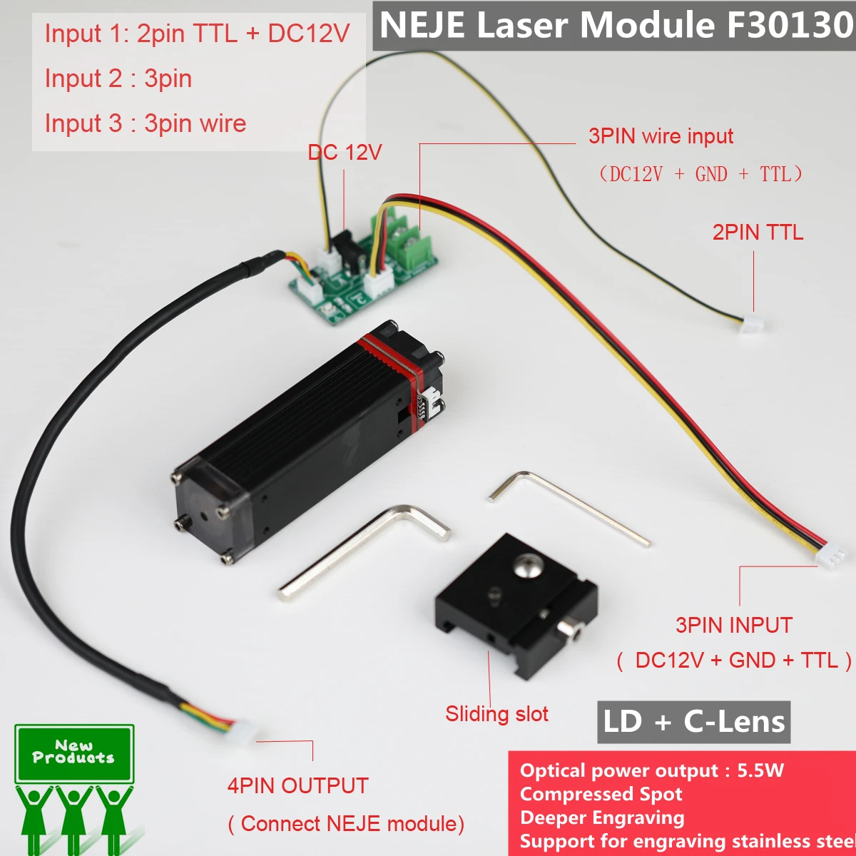 Neje F30130 High Power Laser Module Kits For Stainless Steel Engraving