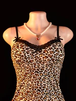 Women Leopard Print Slip Dress Sexy Lace Trim Bodycon Nightgown Spaghetti Strap See Through Mesh Babydoll Lingerie Sleepwear - Image 5