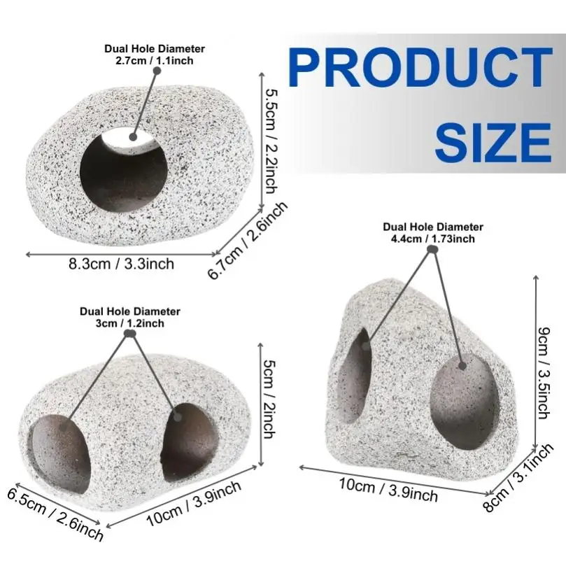 Ceramic Stackable Rock Aquarium Decorations Fish Cave for Fighting Fish Rock Cave Tank Pond Shrimp Breeding Ornament Decor