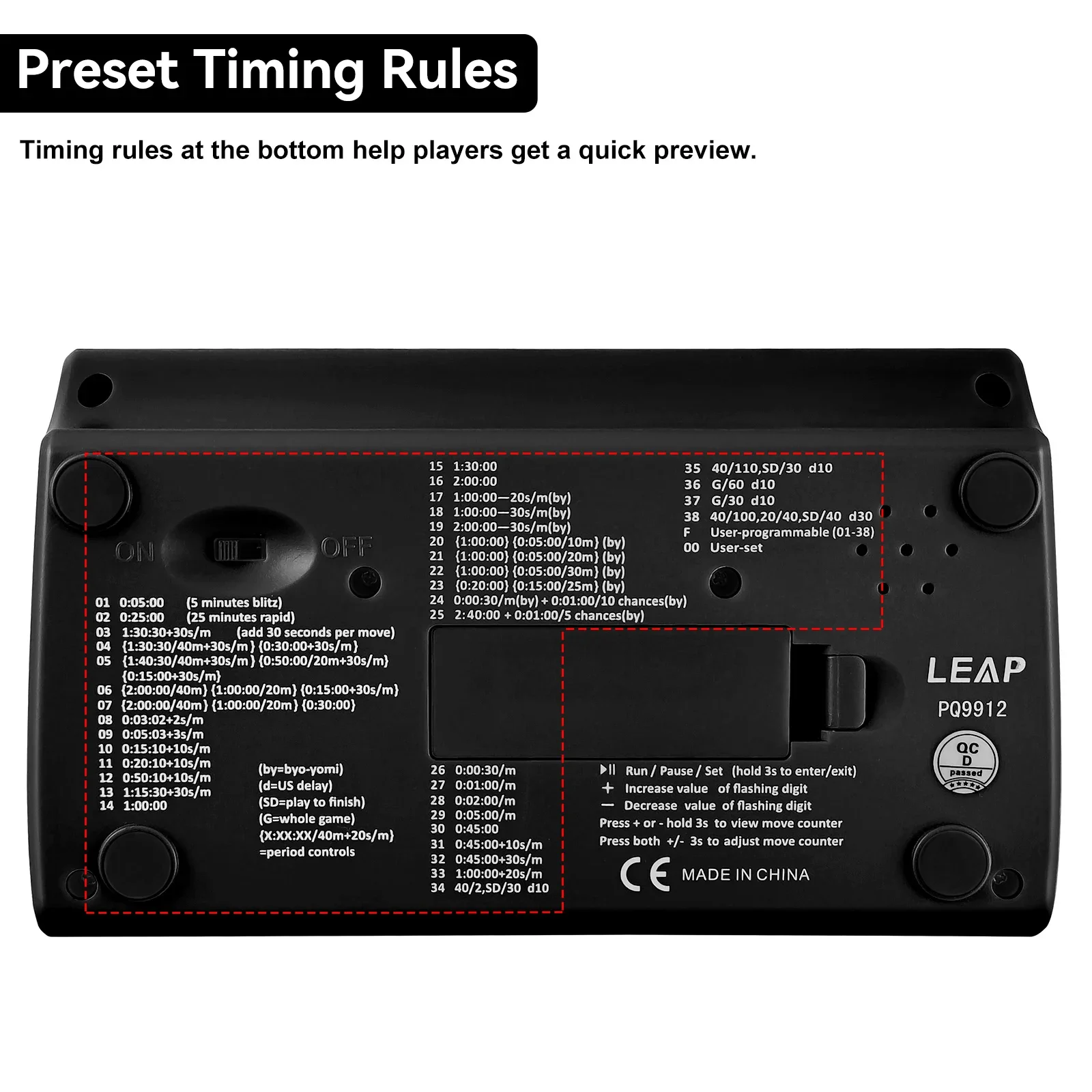 Digital Chess Clock LEAP PQ9912 Professional Digital Chess Clock Count Down Timer Novelty Multifuctional Practical Game Competition Count Up Player