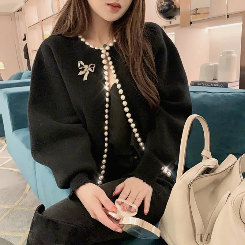 Tanie 2022 nowych moda koreańskie kurtki perły sweter rękaw w kształcie sklep