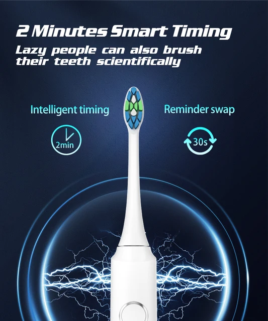 Sonic Electric Toothbrushes for Adults Smart TimerTeeth Whitening Toothbrush IPX7 Waterproof 6 Replaceable Heads Set 4