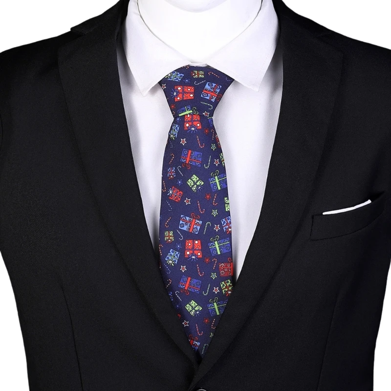 

Christmas Party Jacquard Tie for Men Uniform Necktie Family Gathering Necktie DXAA