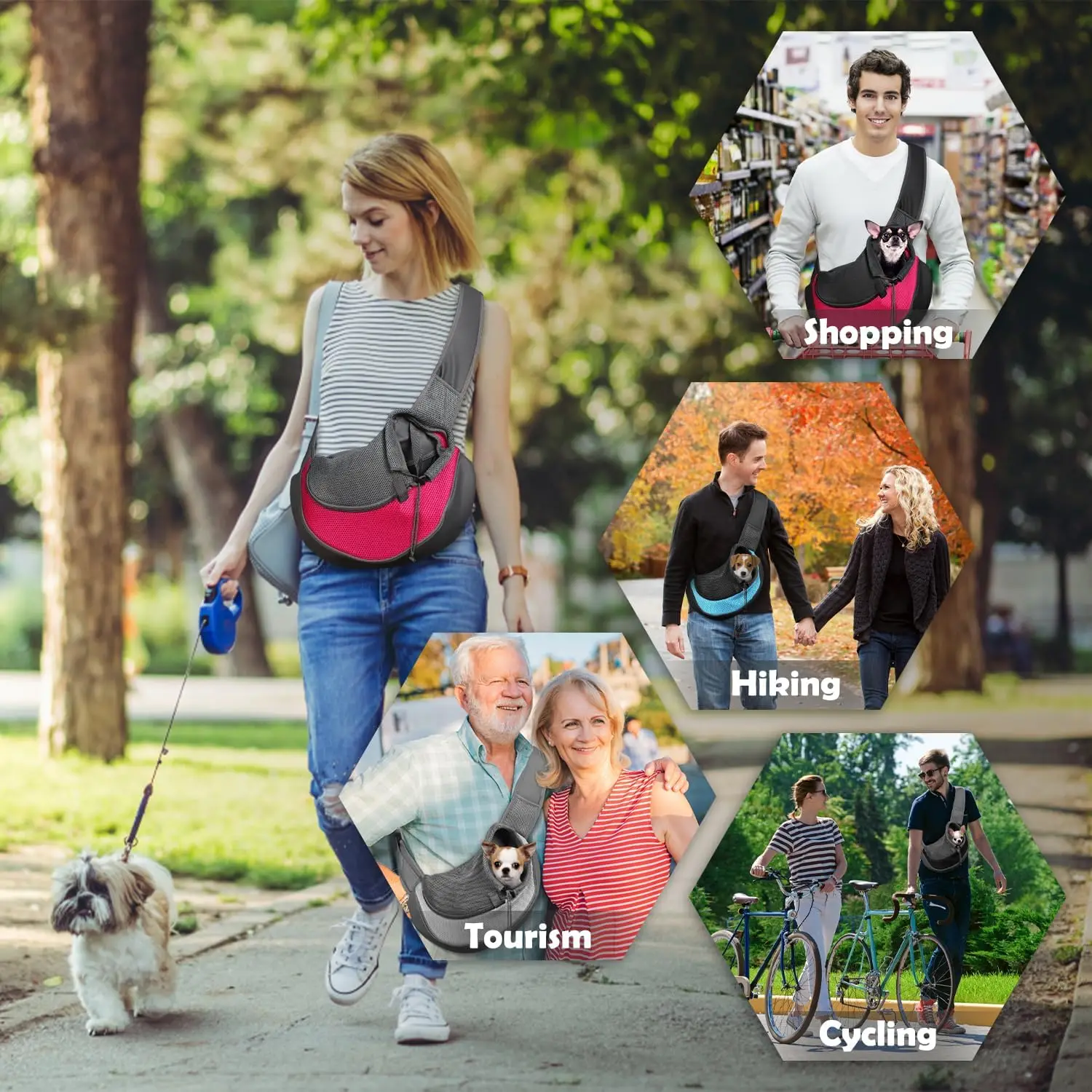 Pet Carrier Bag Pet Puppy Carrier Outing Travel Mesh Breathable Shoulder Bag Large Space Front Bag Walking Cat