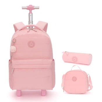 Set di zaini scolastici Zaino con rotelle per ragazze Studenti scolastici Zaino con ruote Trolley con ruote Borsa per libri per bagagli da viaggio 1