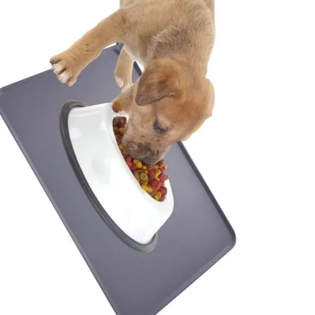 Silicone Pet Food and Water Bowl Placemat, Dog Feed Mat,Dishwasher Non Slip Waterproof Tray, Stop Messes on Floor, Easy to Clean
