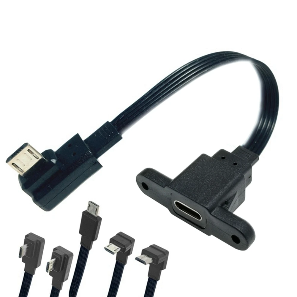 Ângulo Tipo-c Fêmea para Micro-b Micro Usb para Cima & para Baixo & Esquerda & Direita Adaptador de Cabo Otg Usb Carregador de Dados Macho 90