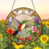 Acrylic Pattern Hummingbird Stained Window Hangings Colorful Flower Suncatchers for Windows, Birds Window Hangings with Chain 1