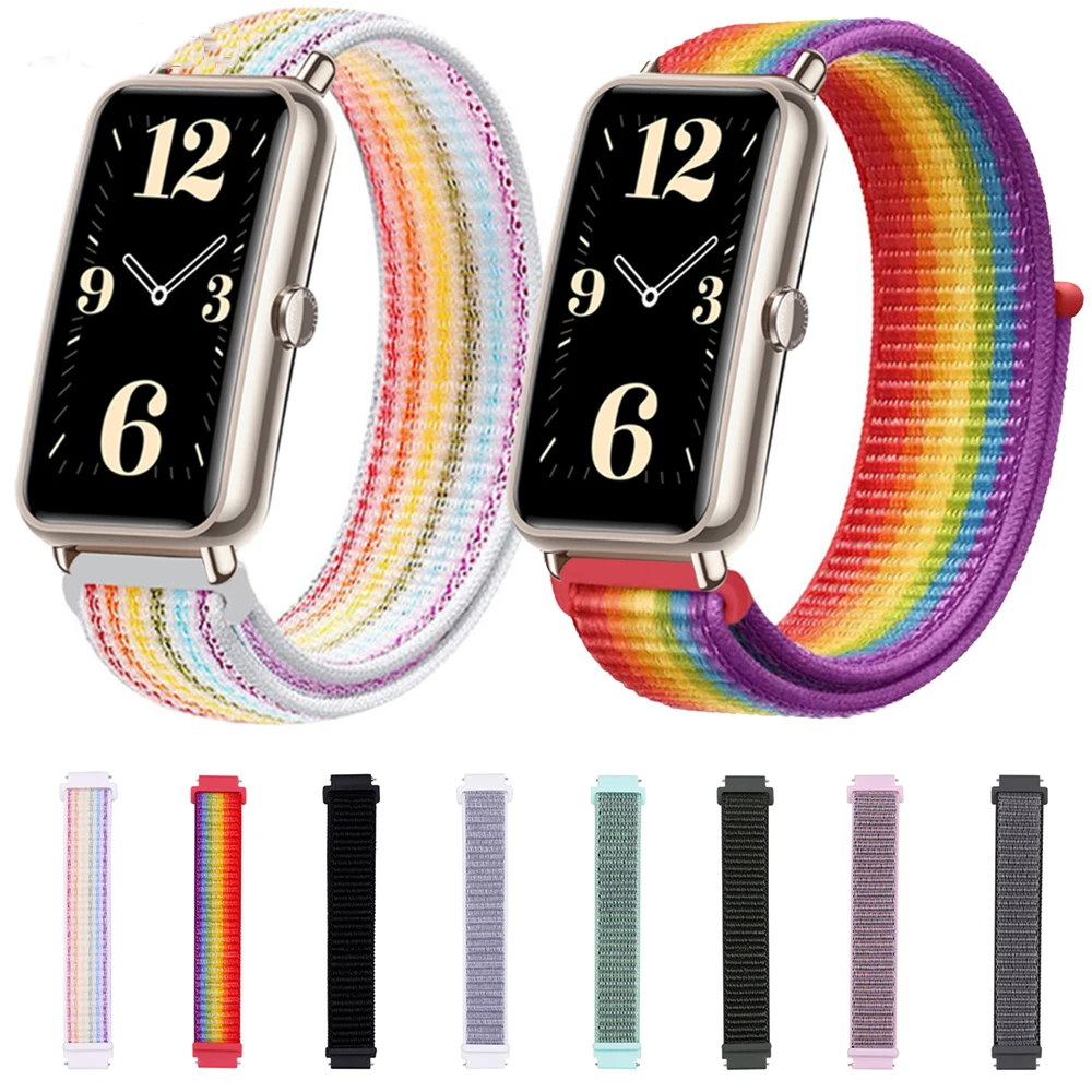 

Ремешок нейлоновый для смарт-часов Huawei, мужской Плетеный Воздухопроницаемый браслет для Huawei Fit Mini Correa