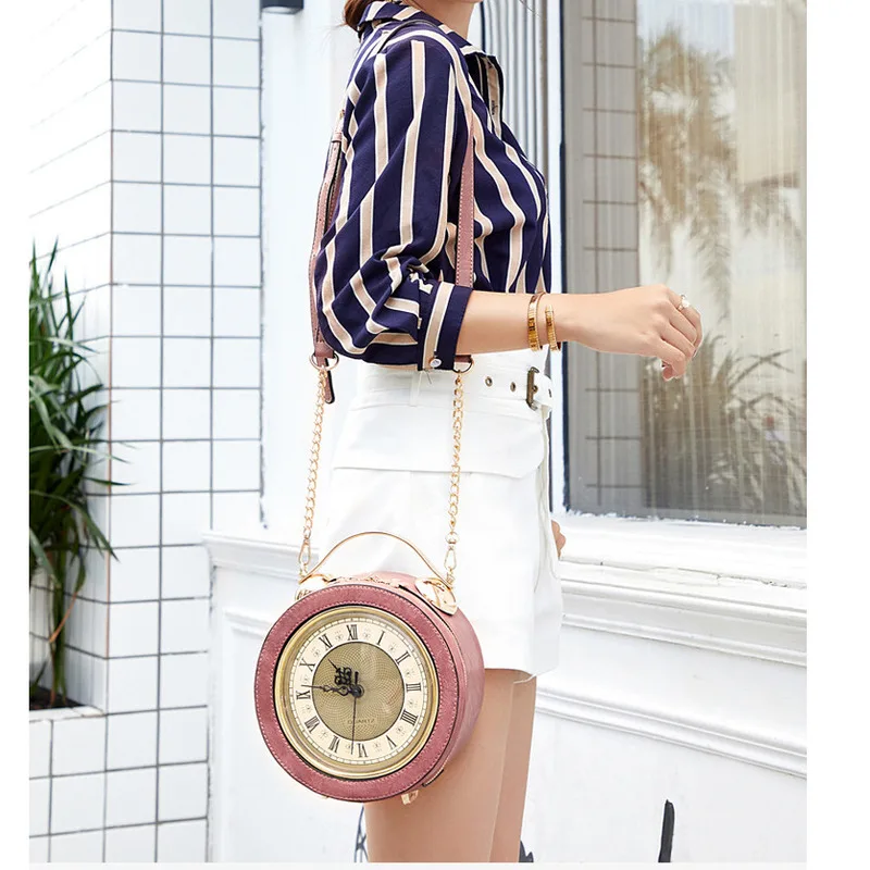 Shoulder Bag Crossbody Handheld Chain Small Round Clock Style Casual Handbag For Woman High-Quality Messenger Versatile Luxury