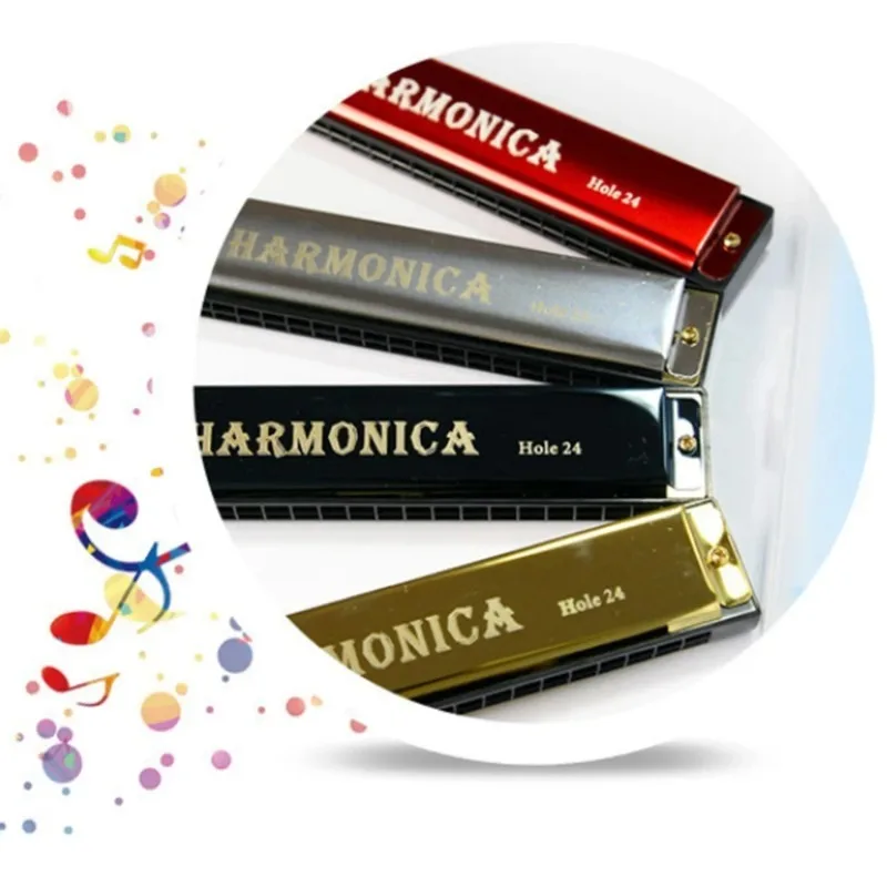 Portable 24 Hole Professional Metal Harmonica Suitable for Beginners, Comes with Case - Student Starter Kit, Children's Gift