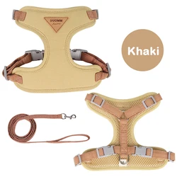 Breathable Pet Harness Leash Set for Small and Medium Dogs and Cats (Dark Khaki)