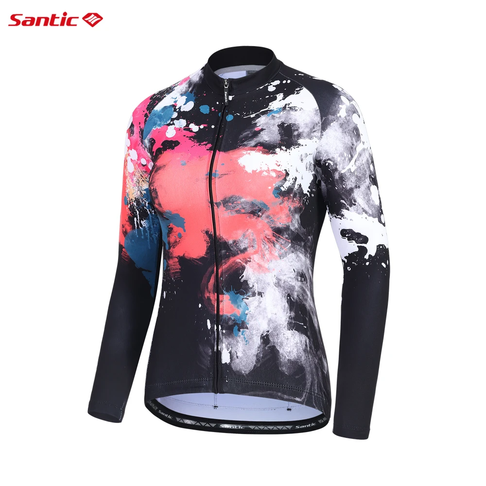 Santic 여성용 사이클링 저지, 방풍, 가을, 겨울, 야외 스포츠 겉옷, 양털 상의, MTB 자전거, 로드 라이딩 자전거 의류