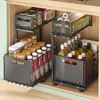 2 Tier Pull Out Cabinet Organizer Adjustable Kitchen Storage Rack Under Sink Organizer Spice Jar Storage Rack Slide Out Drawer 2