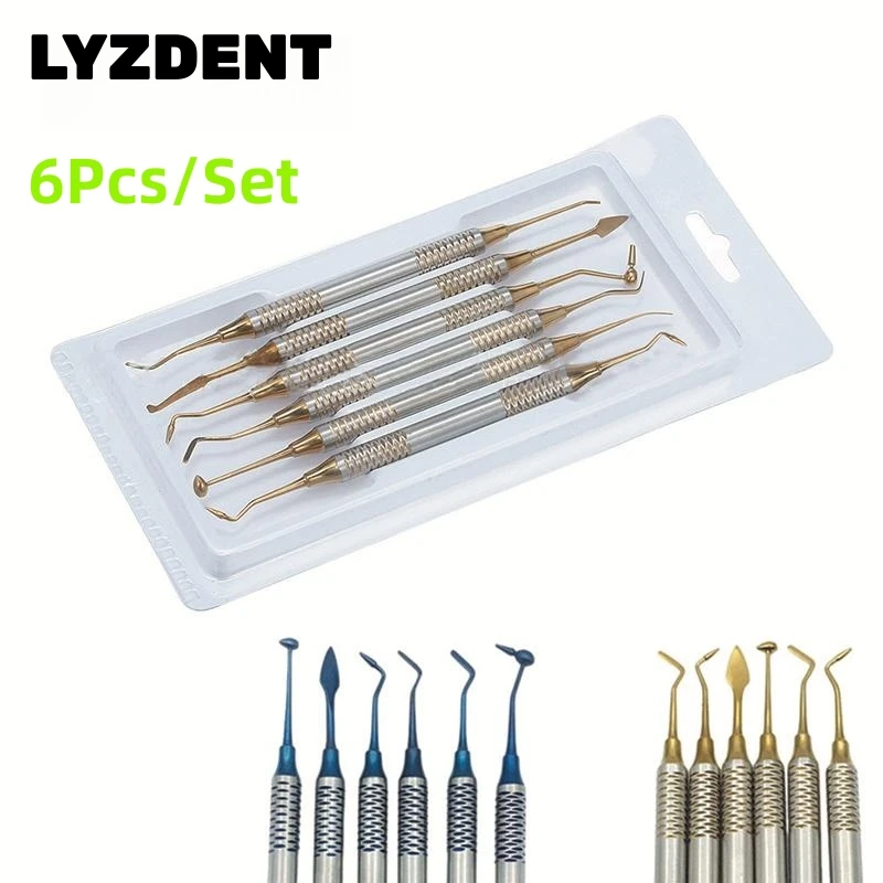 

6Pcs Dental Composite Resin Filling Spatula Dentistry Instruments Dentist Use Titanium plated Head Resin Filler Sets