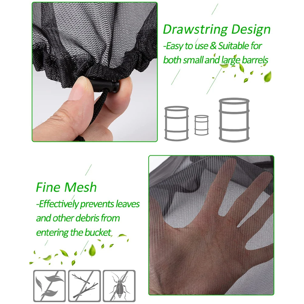 Rain barrel cover 1Pc 60CM Mesh Cover Netting for Rain Barrels Water Collection Buckets Water Tank Protection Lid Rain Collect Tool