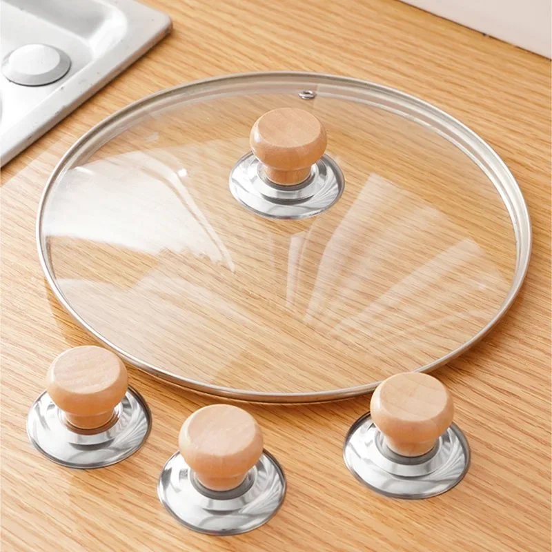 1PC Wood Lid Handle Heat Resistant Twist Pot Cap Anti-scalding Round Wooden Handle Kitchenware Cookware Accessories Pot Lid Knob