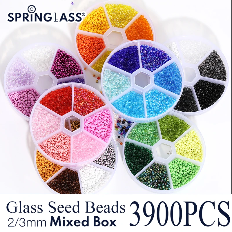 

2mm/3mm Glass Seed Beads Set for Jewelry Making Supplies 12/0 Small Bead Box DIY Craft Bracelets Necklace Ring Making Kit