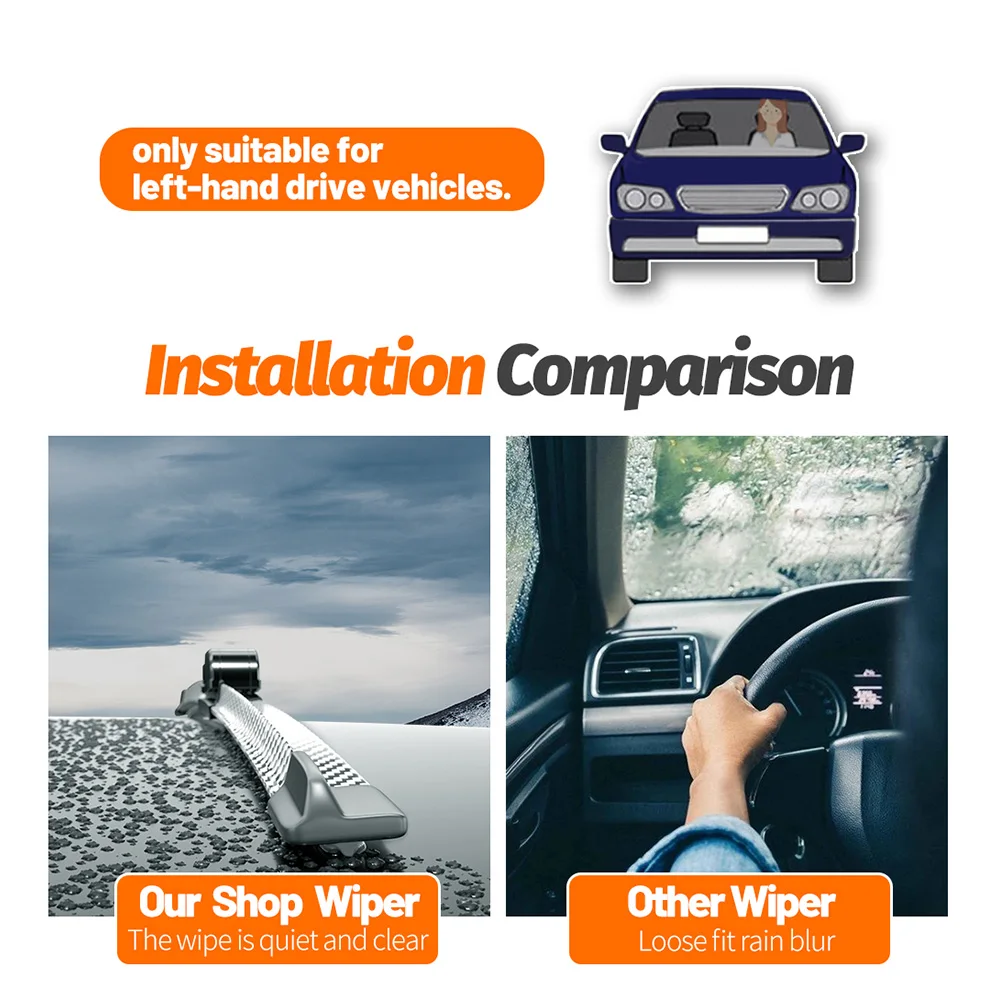 Premium Carbon Fiber Front Windshield Wiper Blades - Set of 2