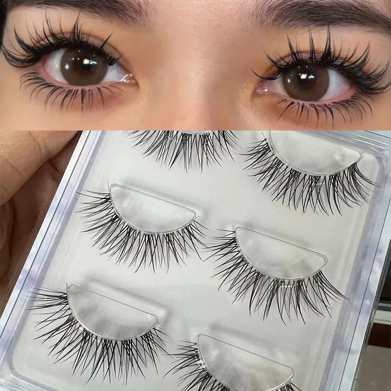 

New 3Pairs 3D Mink Lashes Invisible Band Natural Black Cross Mink Fake Eyelashes Reusable Eyelash Makeup Beauty Products