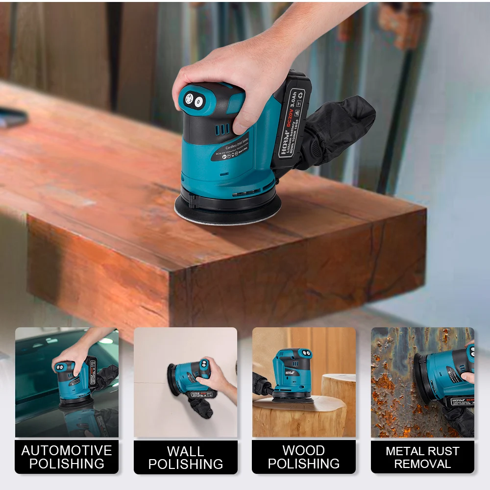 125mm Electric Sander Cordless Car Polisher Wood Grinder Polishing Grinding Sanding Machine 3 Speed Makita 18V Battery Tools electric grinder angle grinder electric sander cordless car polisher belt sander cordless sander pneumatic sander cordless grinder pneumatic grinder