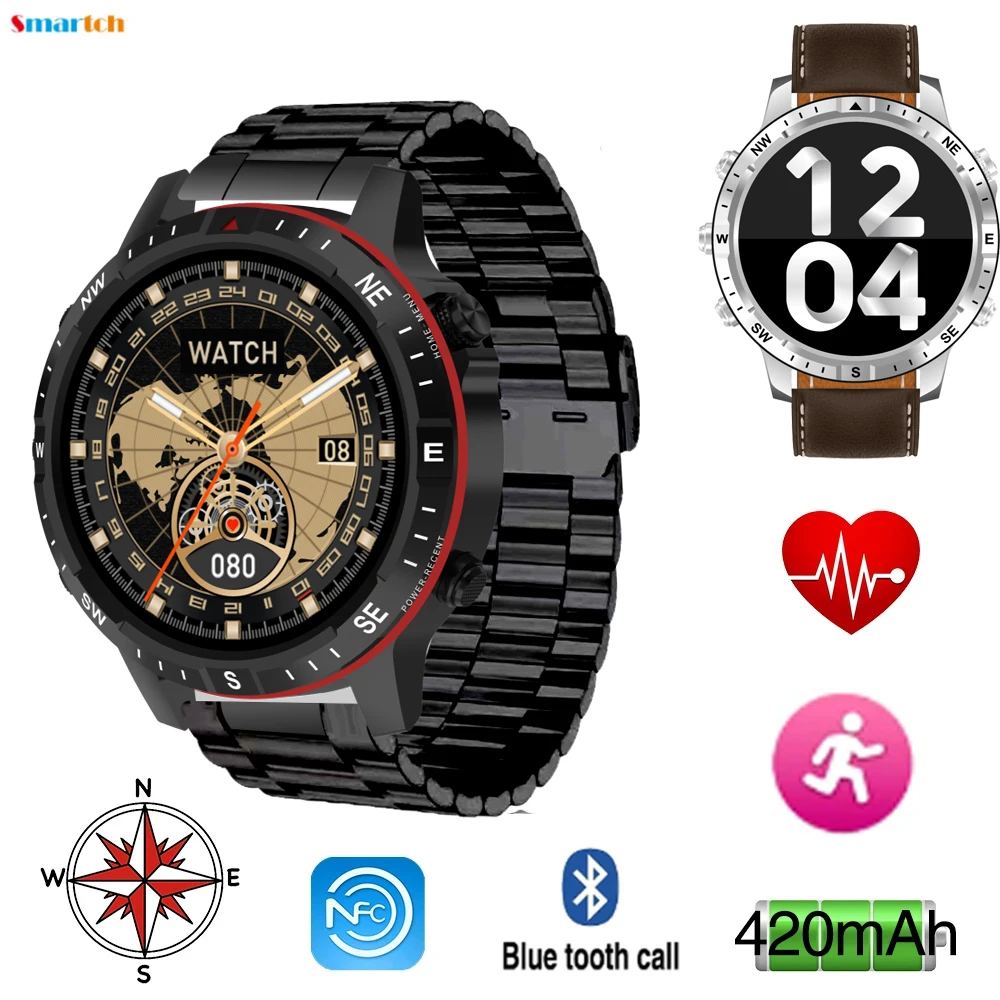 

Outdoor Sports Men 1.62" Smart Watch Compass Map NFC Voice Assistant Blue Tooth Call Watches Waterproof Heart Rate Smartwatch