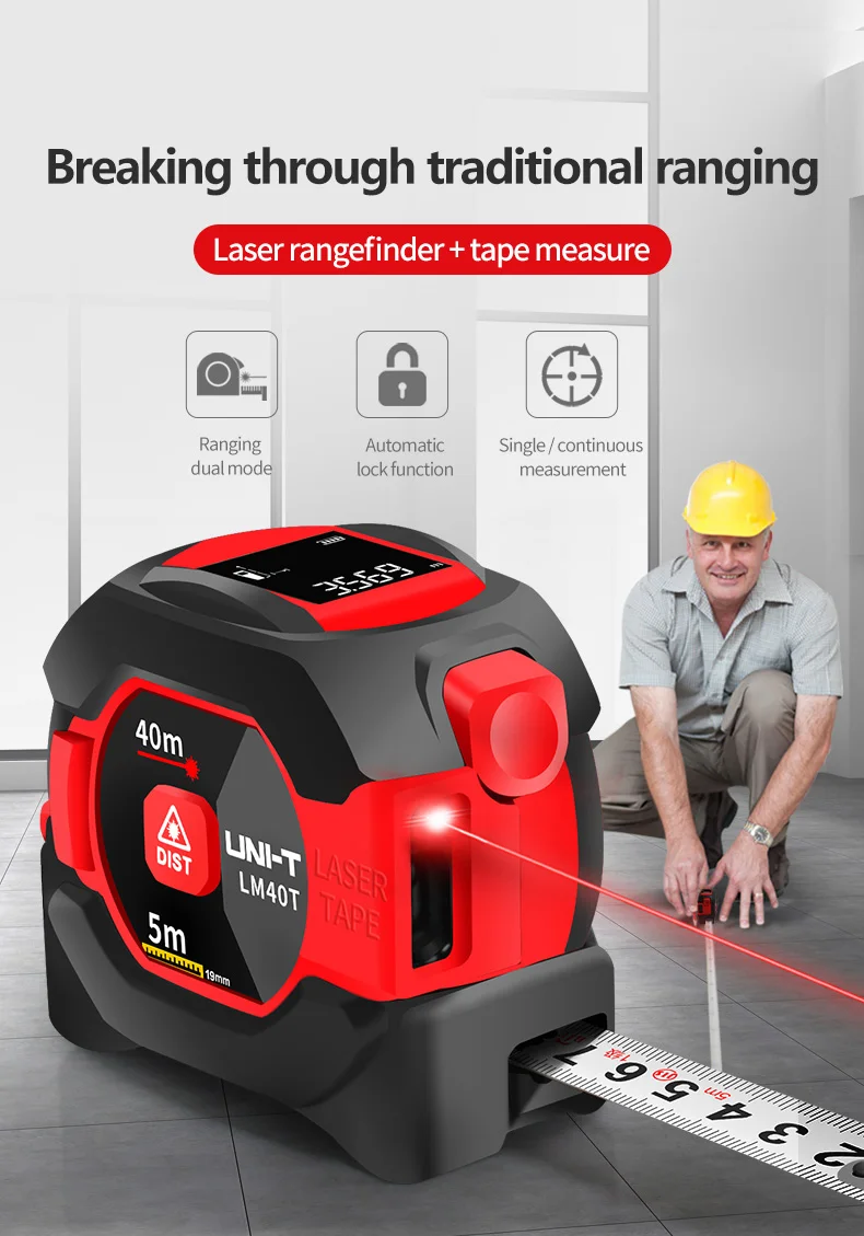 Règle laser,50 m--Télémètre Laser Portatif Uni-t, Distancemètre 40m 50m