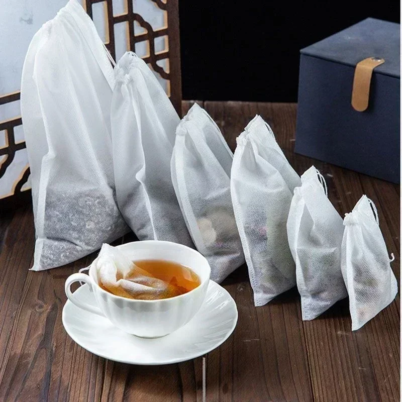 100pcs Disposable Tea Bags with String Heal Seal Non-woven Fabric TeaFilter Bag For Herb Loose Tea Teaware Spice Filter Bag disposable tea bags disposable tea filter bags