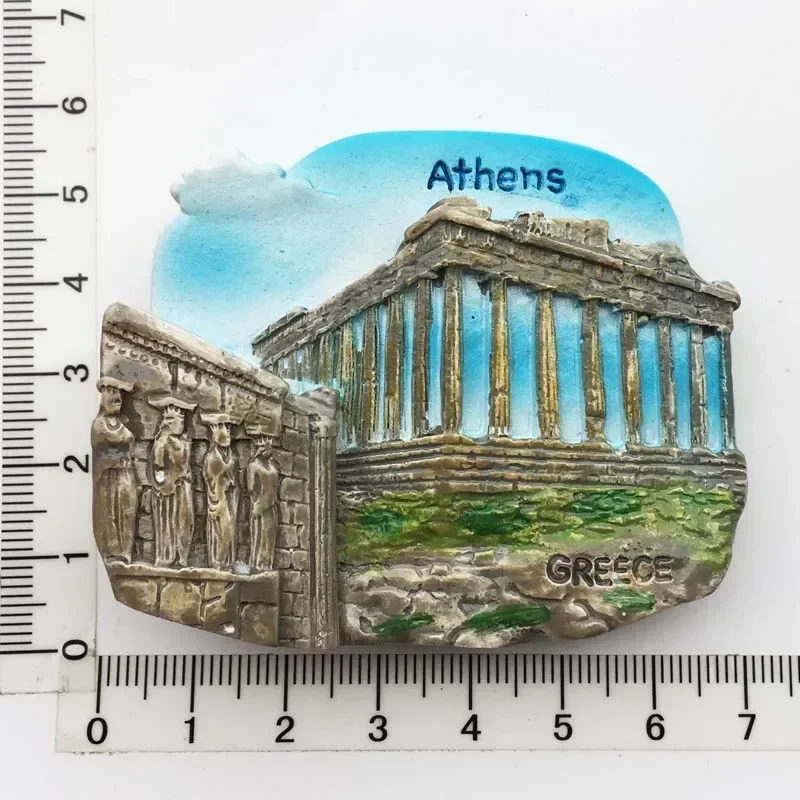 Greek Tourist Souvenirs Fridge Magnet Greece Flag Samurai Spartan Helmet Hand Painting Magnetic Stickers