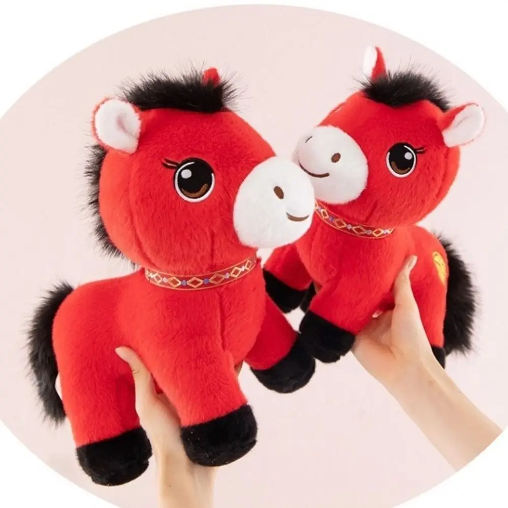 Pp Cotton Filling Horse Red Color Cozy Embroidery Fabrics Simulation Stuffered Pony Doll National Style Lively Cute