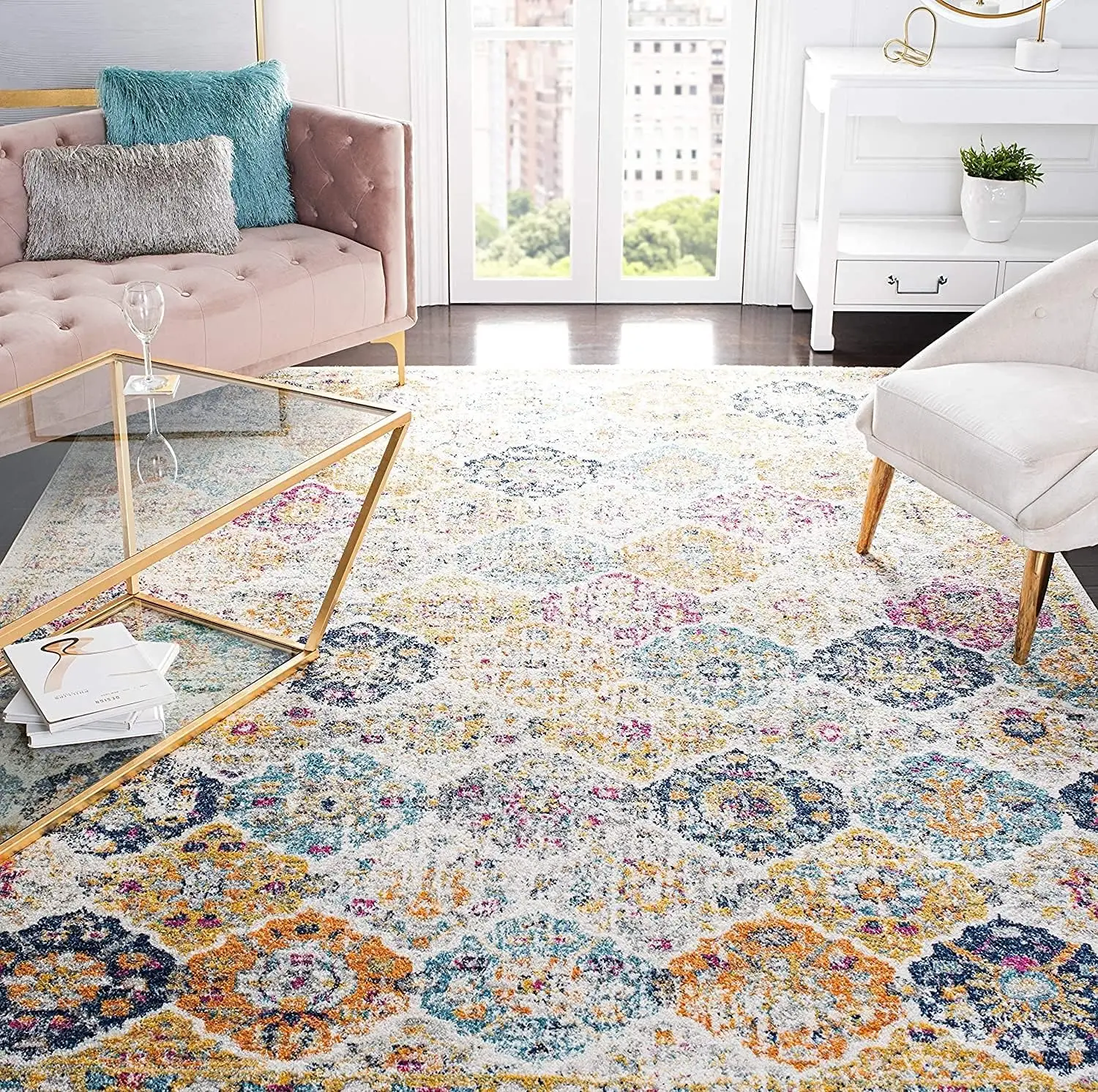 

Area Rug - 8' x 10', Ivory & Navy, Modern Abstract Design, Non-Shedding & Easy Care, Ideal for High Traffic Areas in Living