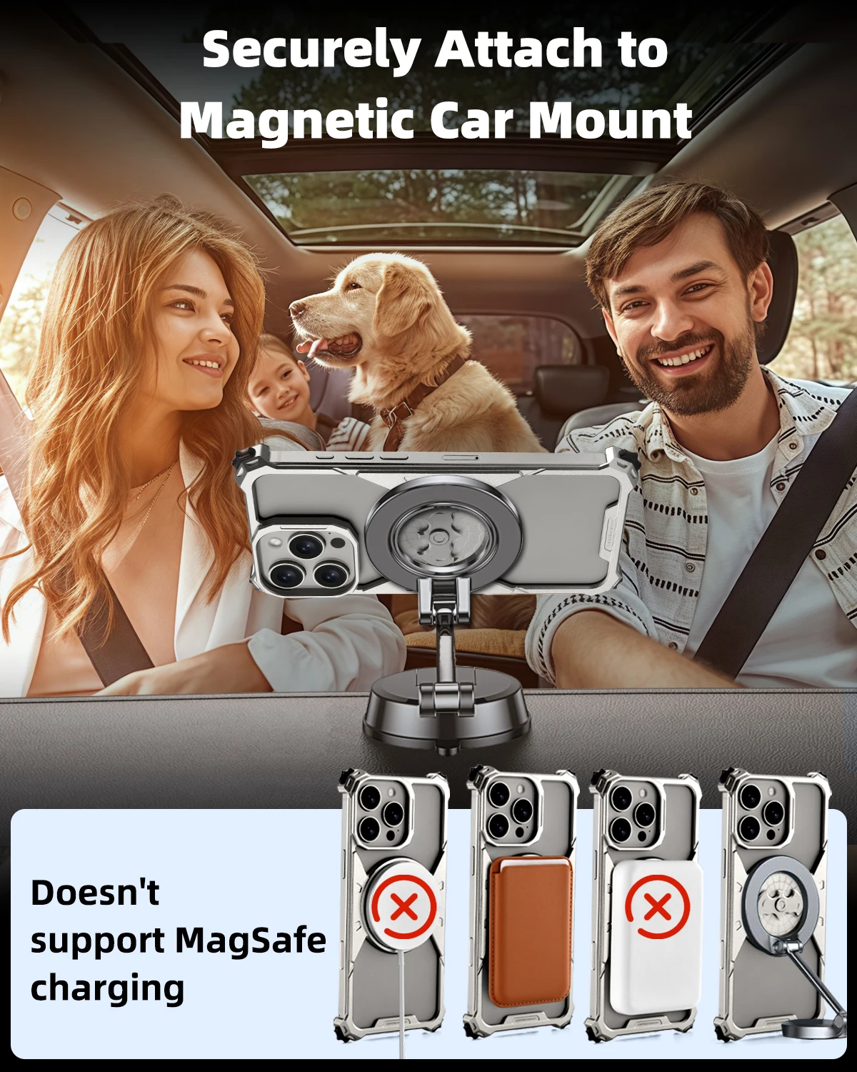 Eary Bat for iPhone 16 Pro Max with Magsafe 360° Rotatable Magnetic Ring Kickstand Wireless Charging Phone Back Bumper Cover