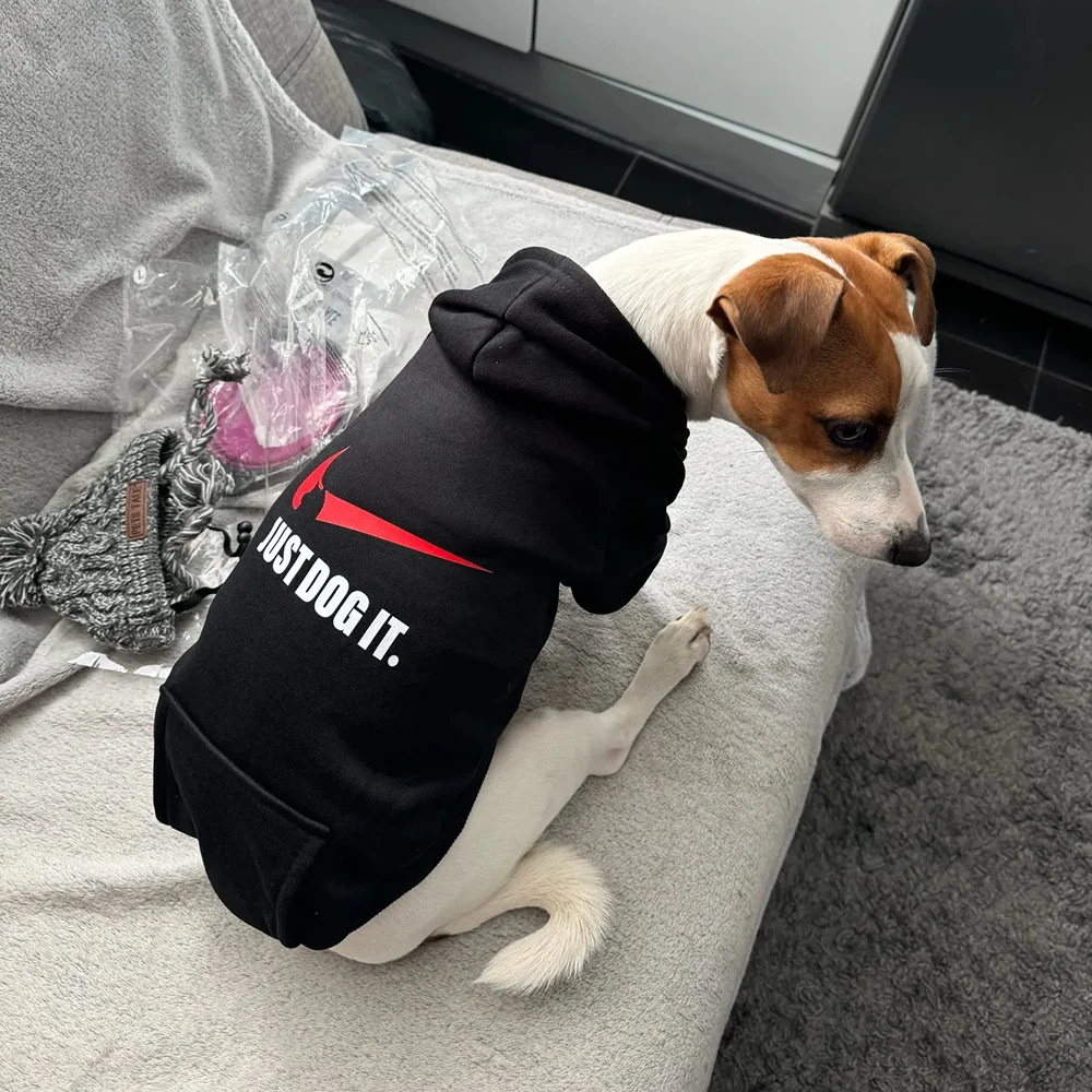 Pet Clothes Funny Just Dog It Clothes Fashion Chihuahua Yorkshire Frenchie Pugs Autumn Winter Spring Fleece Lining Small Medium Pet Hoodies